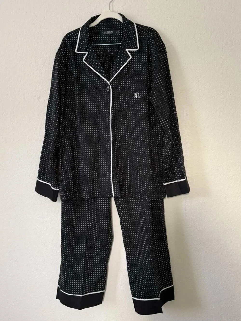 Pajamas Polka-Dot Cotton-Blend Lawn Sleep Set Lauren Size XL